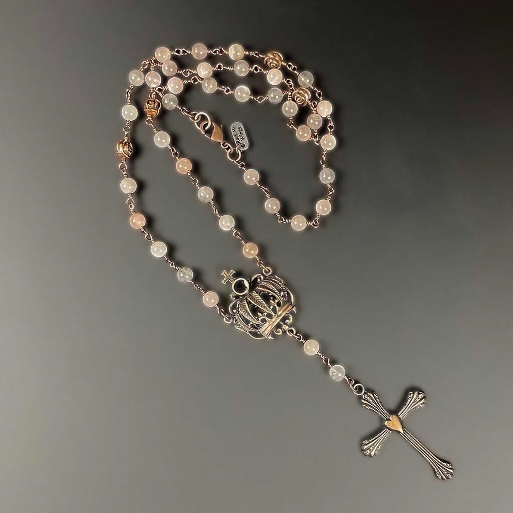 Full view of Beaded rosary necklace for women