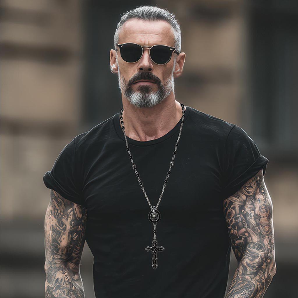 Dark Oath Skull Rosary Necklace