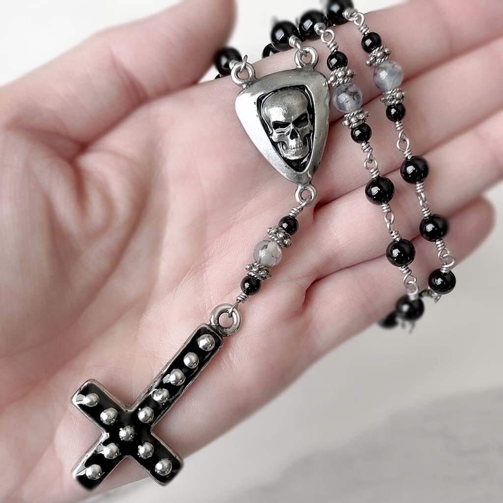beaded rosary necklace for rockers