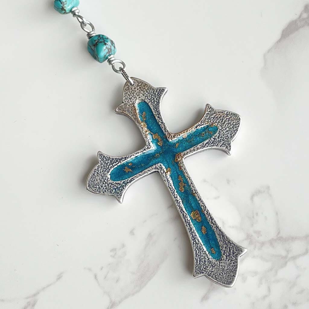 Turquoise Rebel Rosary Necklace
