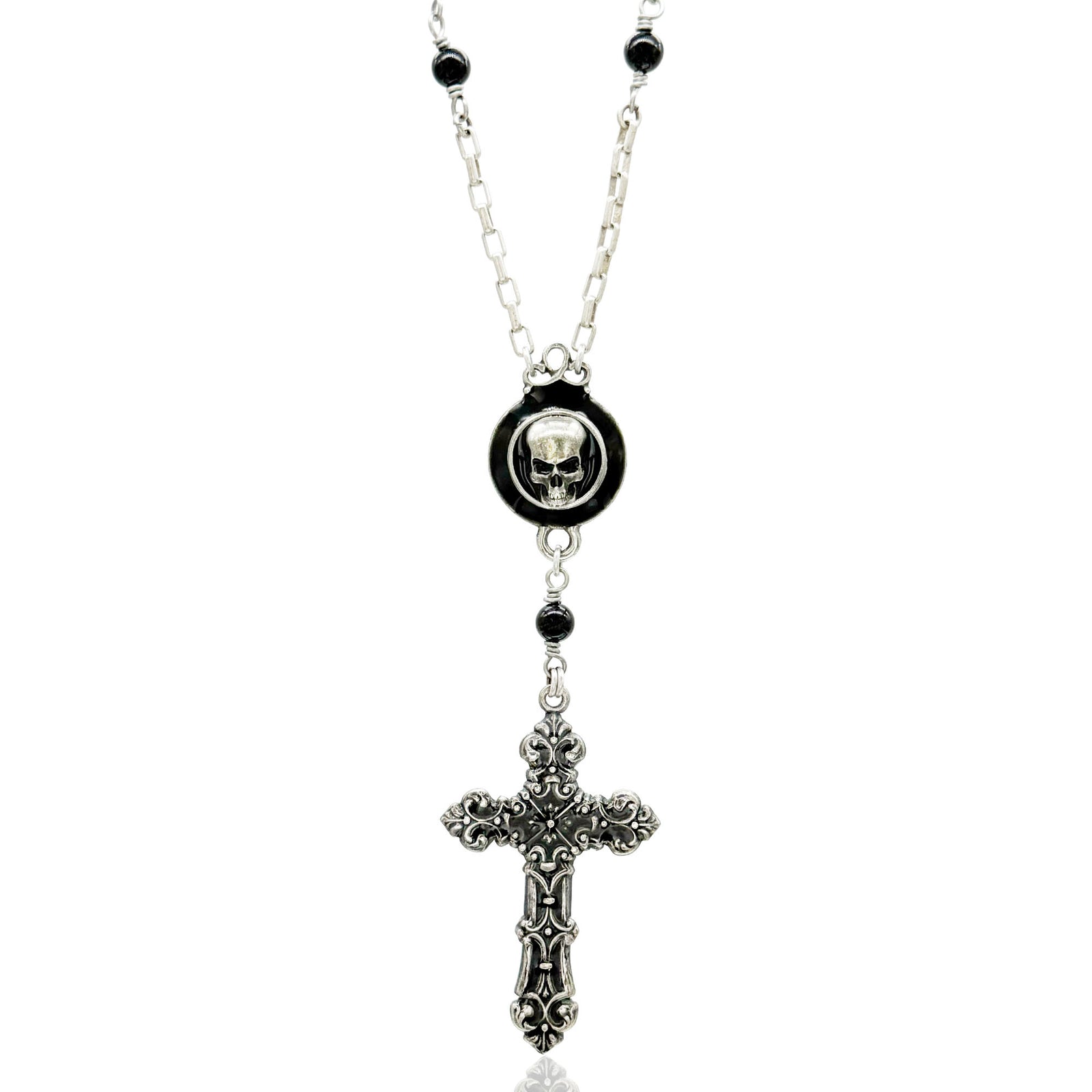 Dark Oath Skull Rosary Necklace