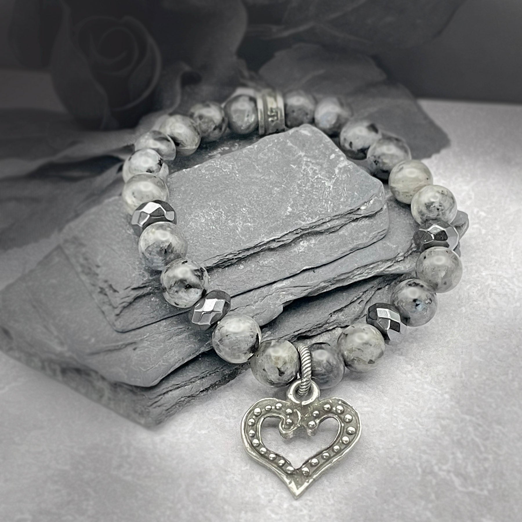 gemstone heart bracelet for women