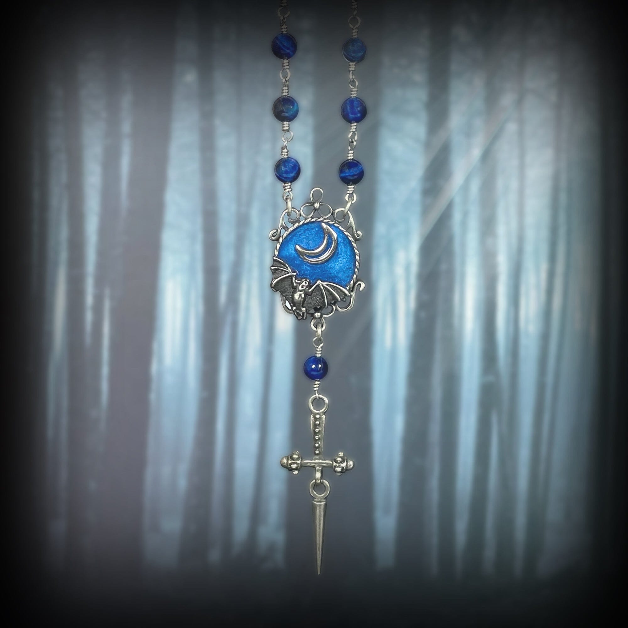 Twilight Bat Rosary Necklace