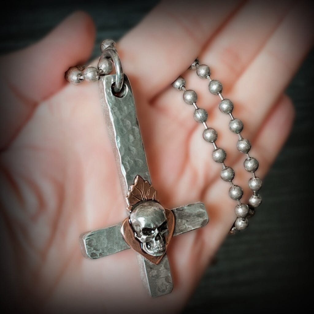 Rock the Inverted Skull Cross Pendant. Bold Statement Piece for Men & Women