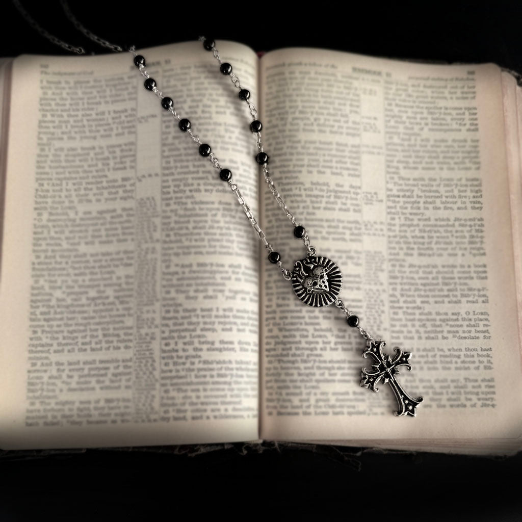 Sacred Heart of Shadows Rosary Necklace