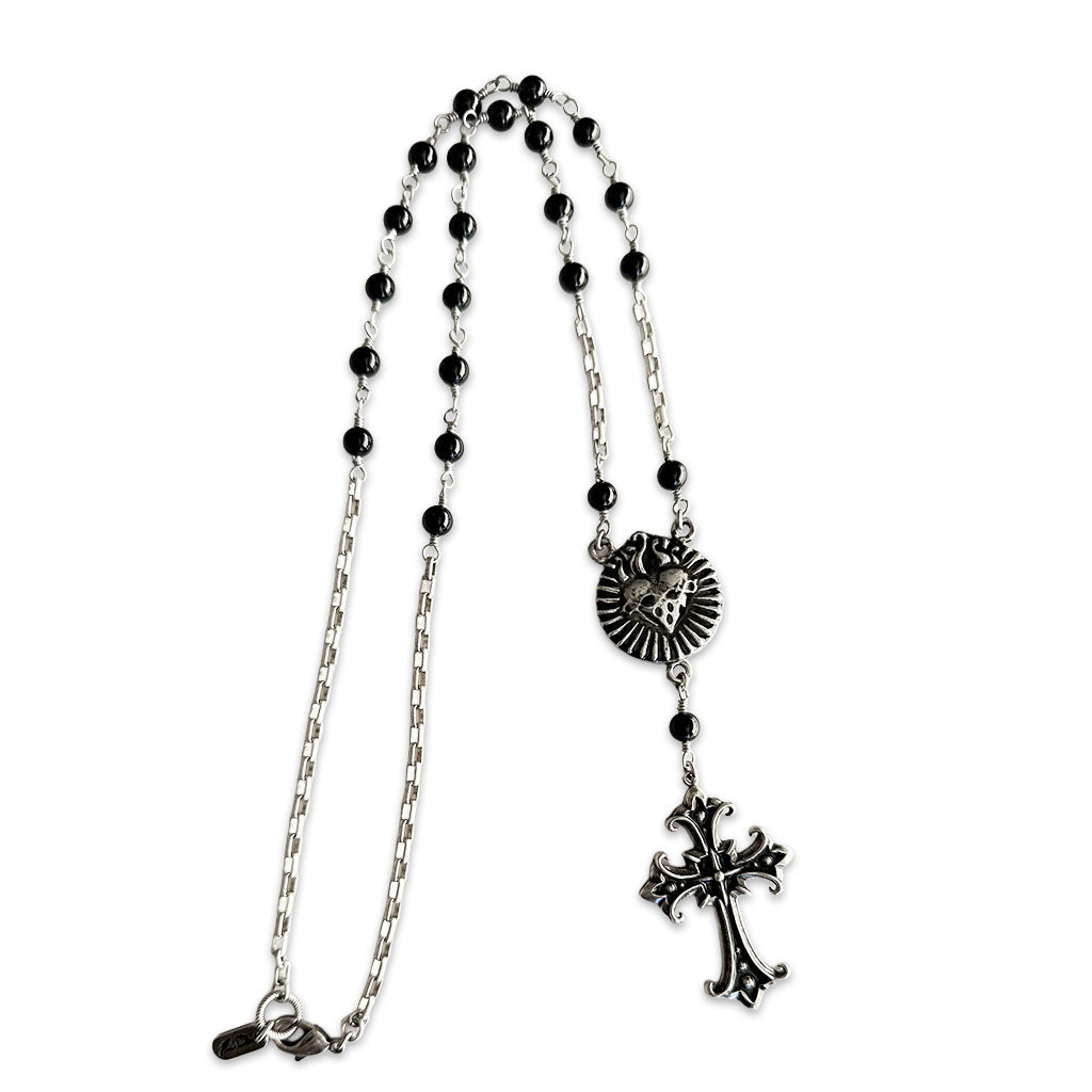Sacred Heart of Shadows Rosary Necklace