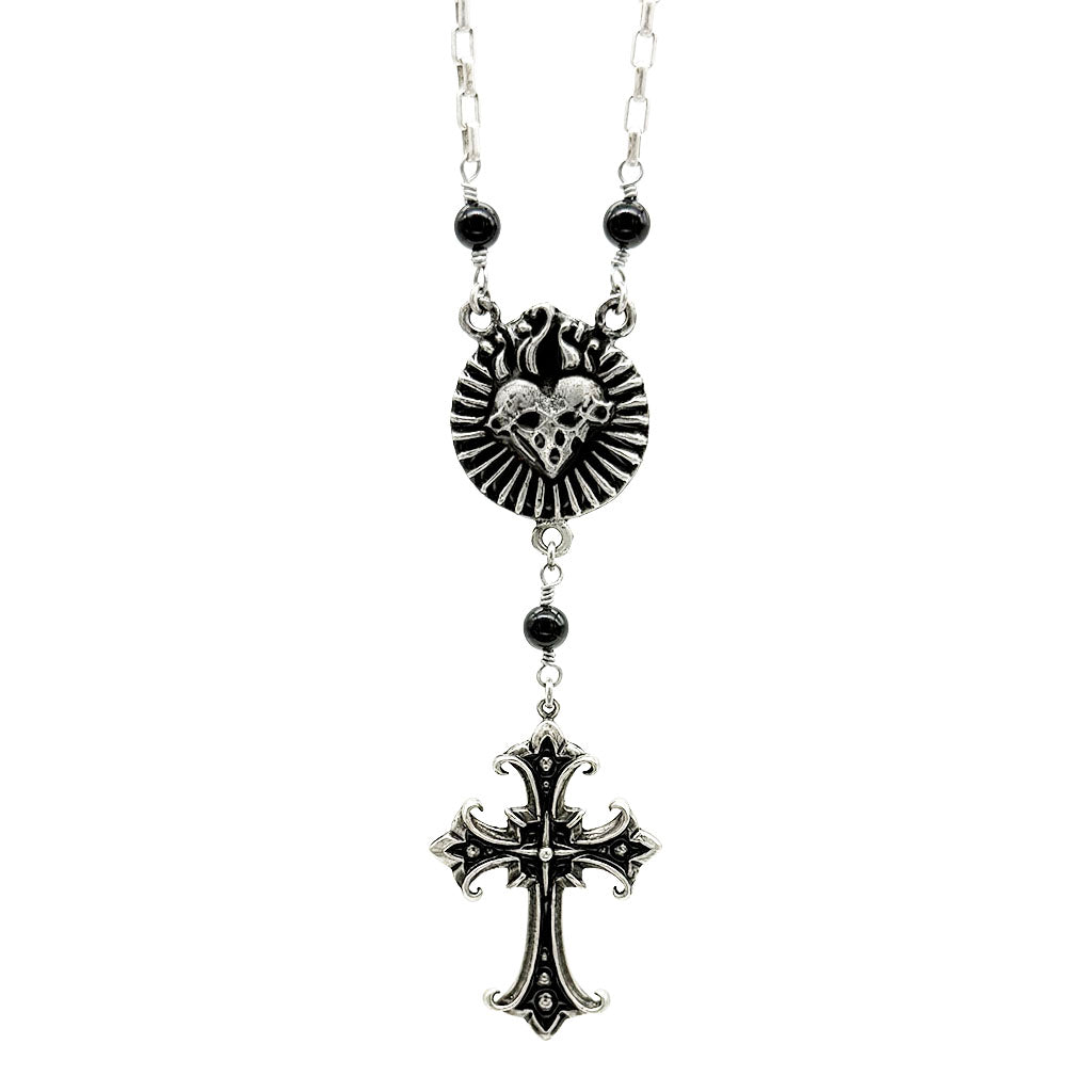 Sacred Heart of Shadows Rosary Necklace