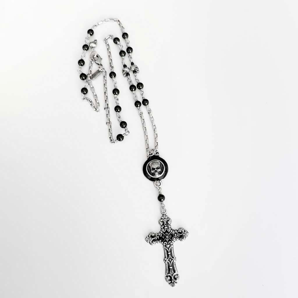 Dark Oath Skull Rosary Necklace
