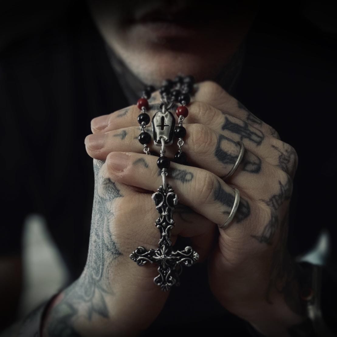 Dark Desire Beaded Rosary Necklace