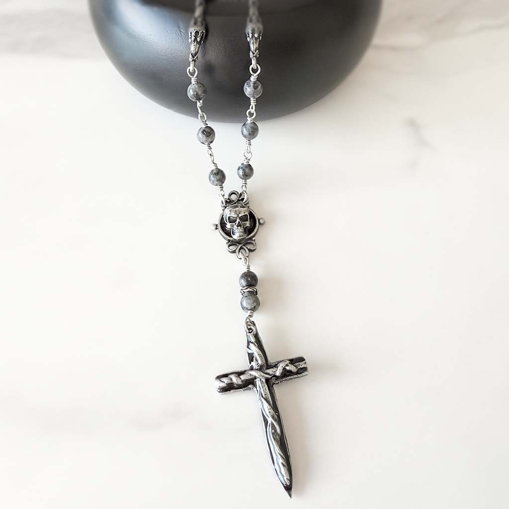 Broken Oath Beaded Rosary Necklace