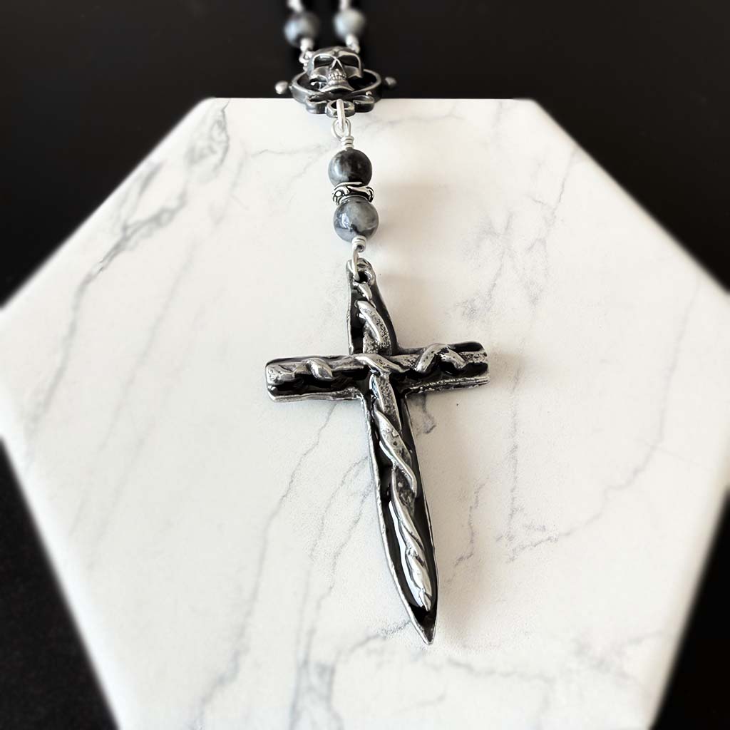 Broken Oath Beaded Rosary Necklace
