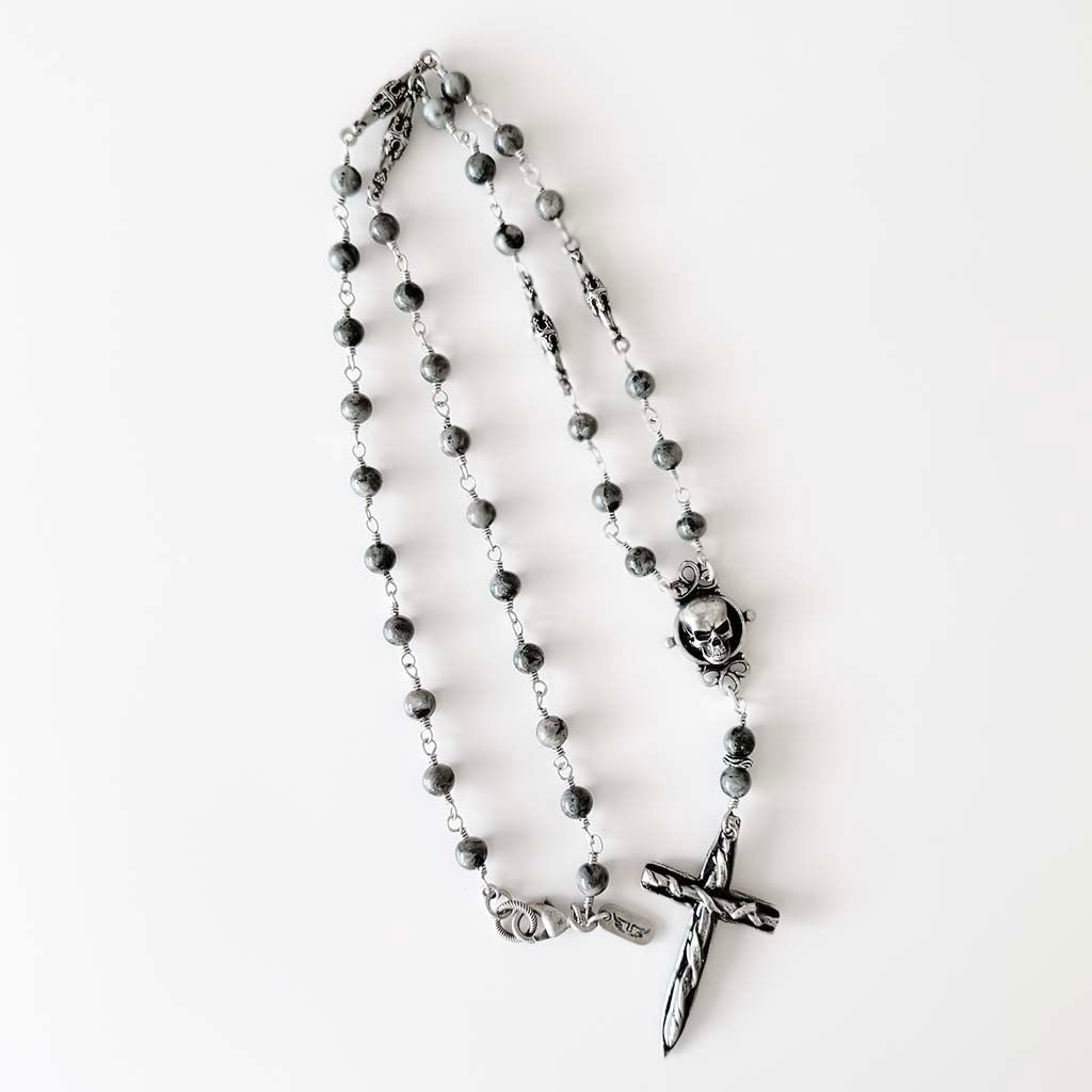 Broken Oath Beaded Rosary Necklace
