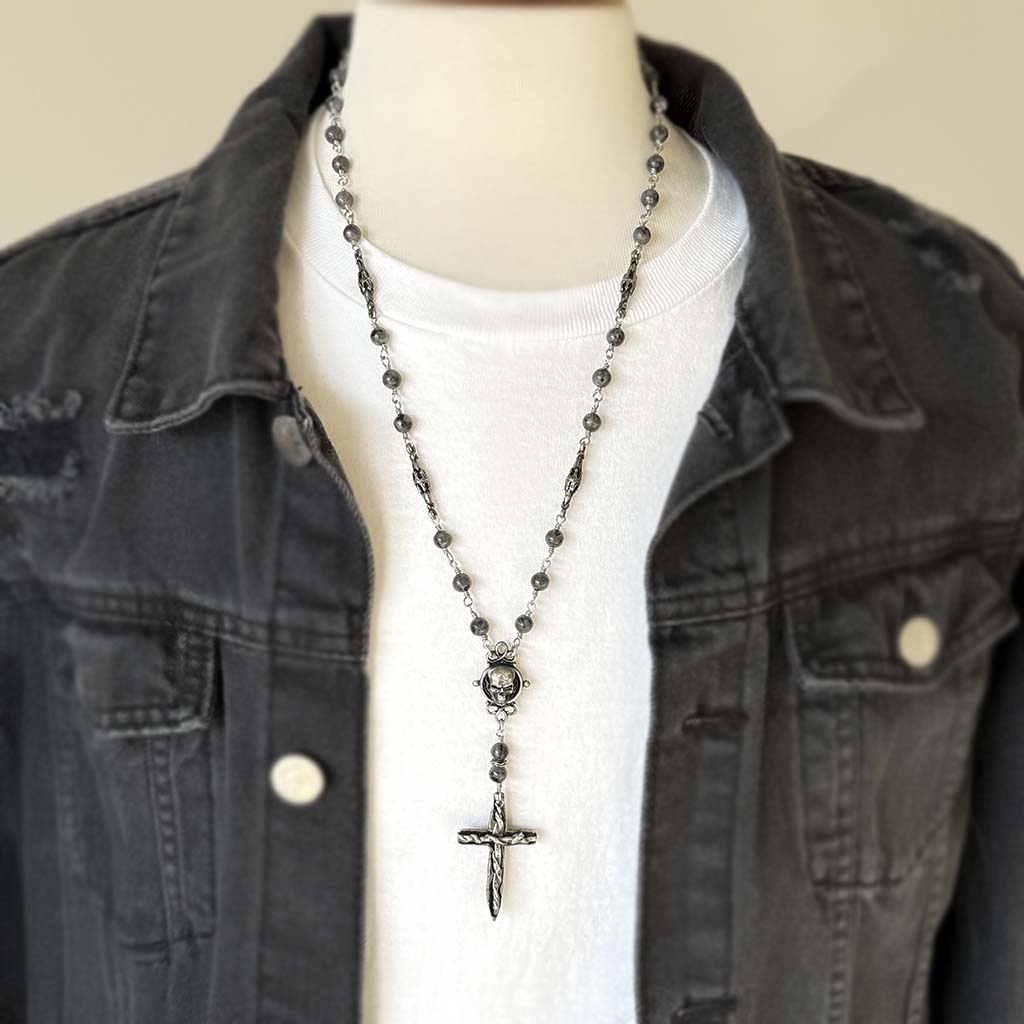 Broken Oath Beaded Rosary Necklace