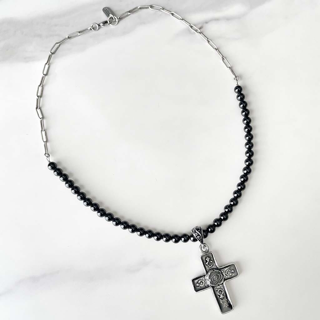 Rock n Roll Jewelry - Black cross necklace for women