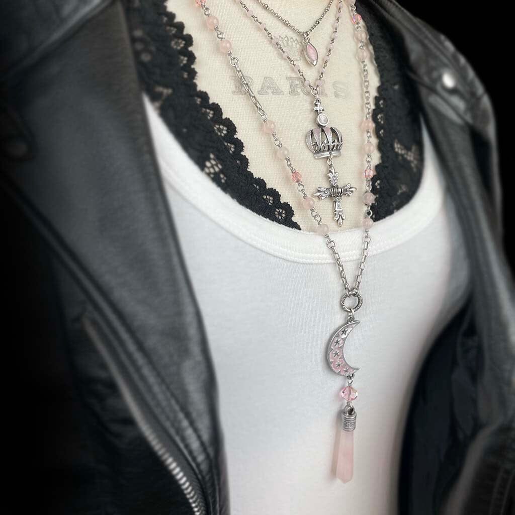 Double layered short rosary necklace for women - rocker jewelry