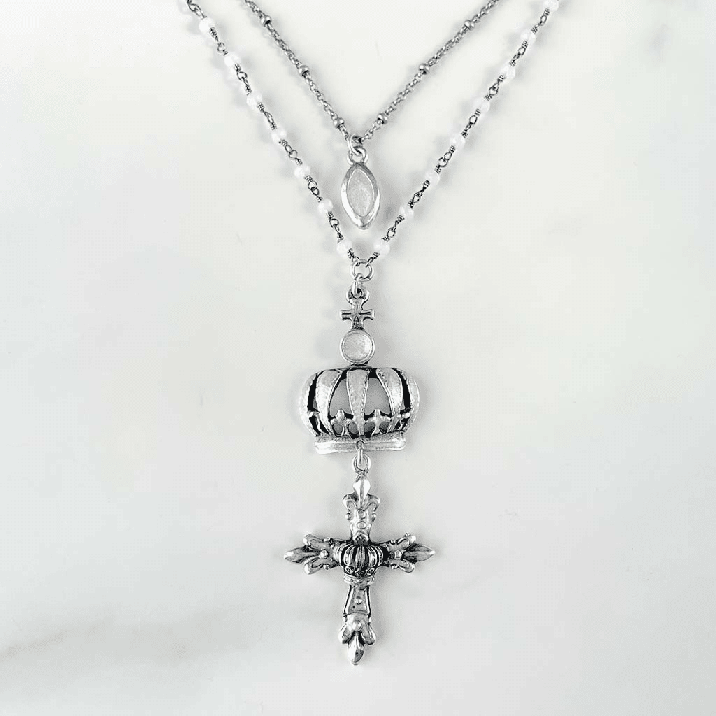 Short double rosary necklace for women