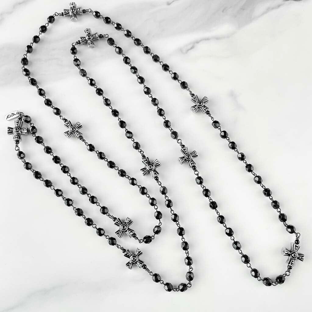 Long Layering Cross Necklace - Rosary necklace