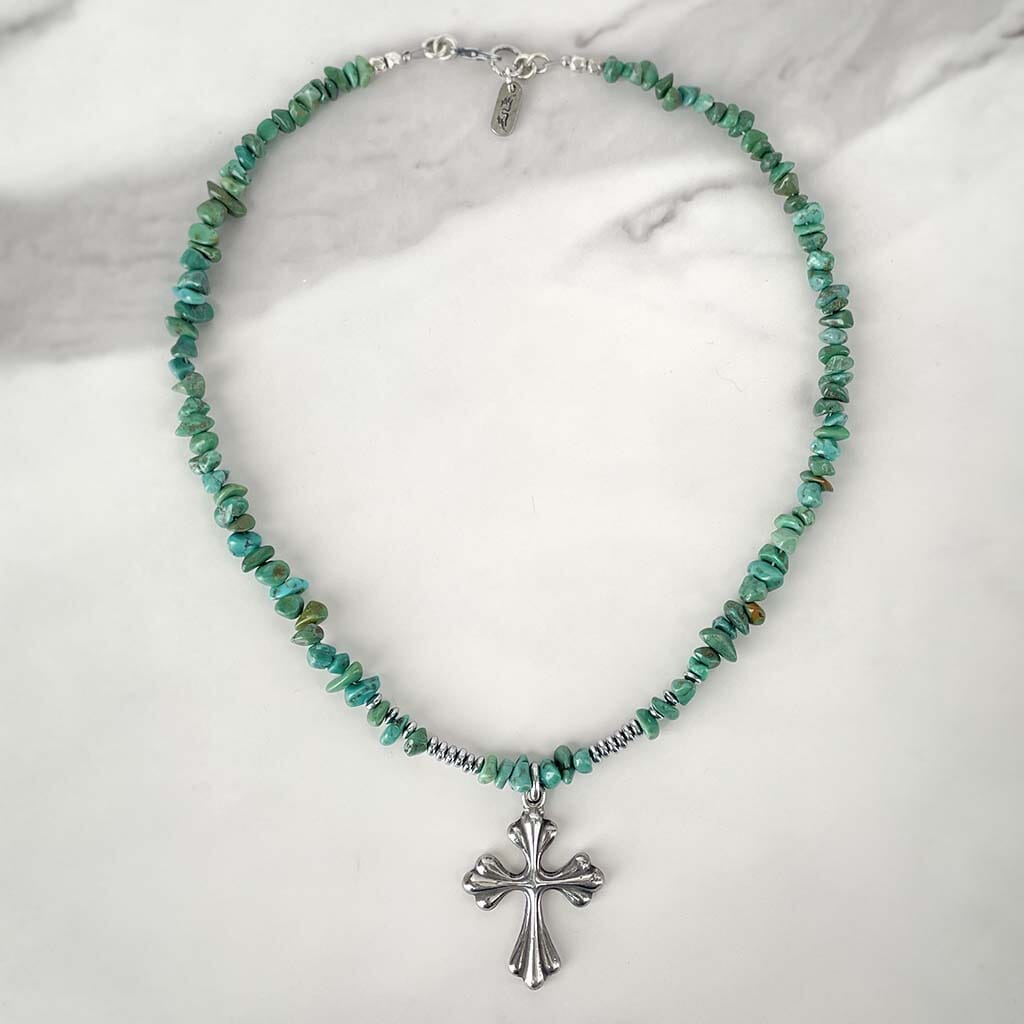 Boho Turquoise Cross Necklace for Women