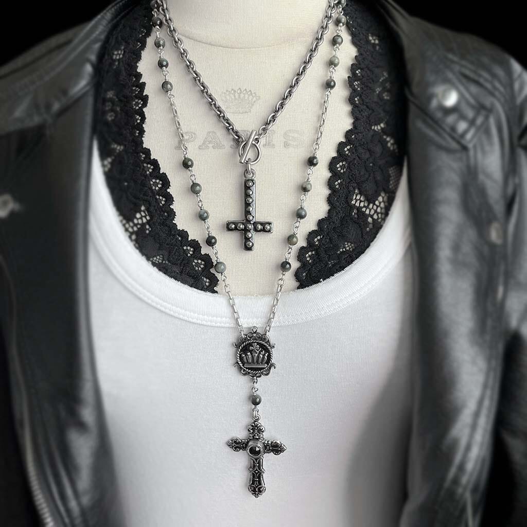 Crown Rosary Necklace for women - rocker jewelry