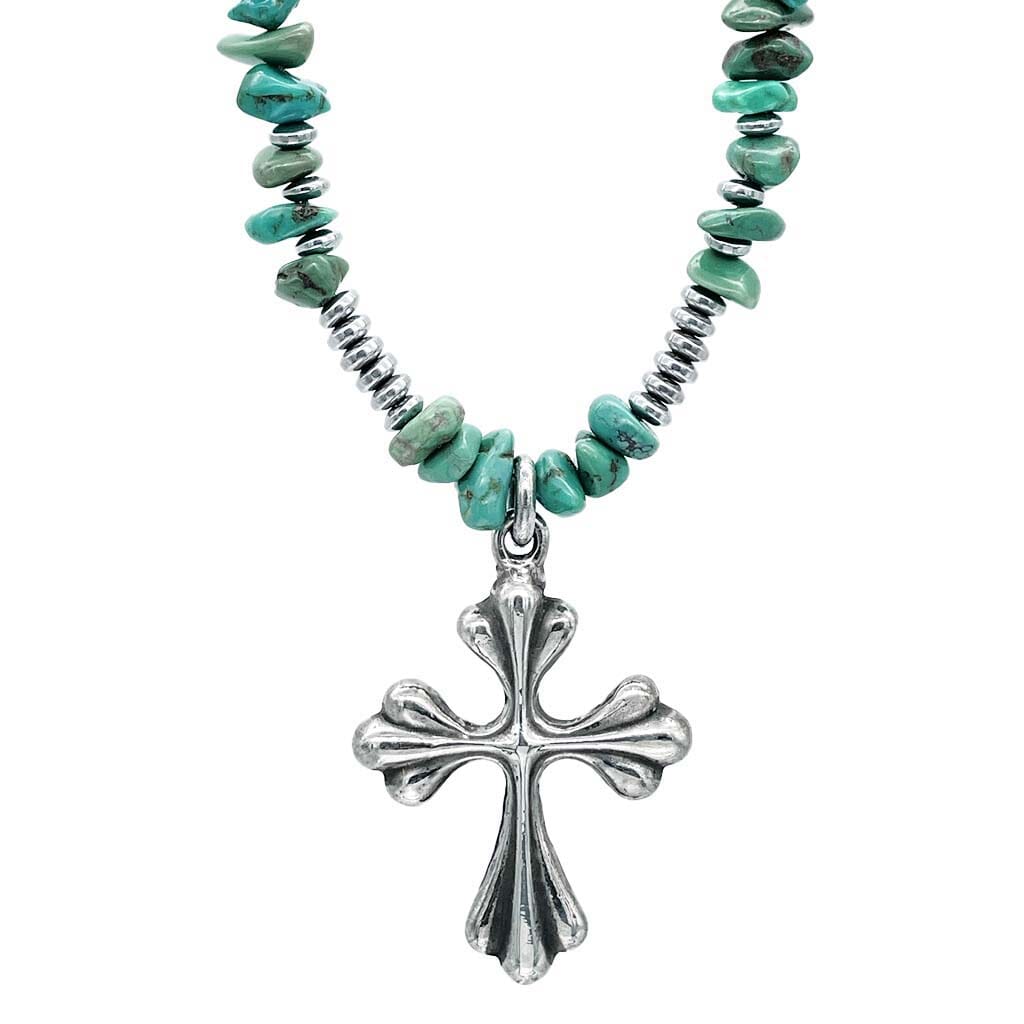 turquoise cross necklace for women - boho necklace