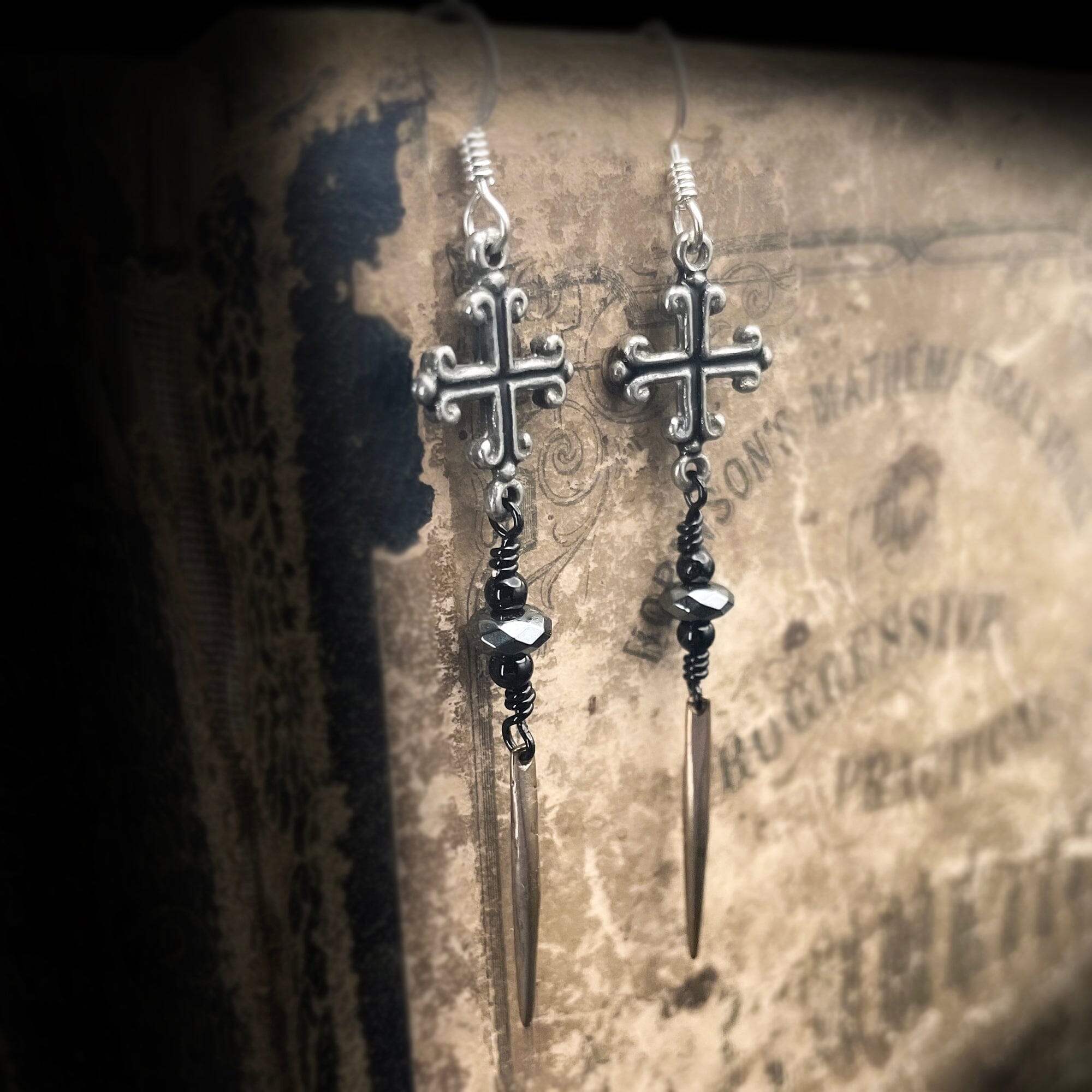Edgy cross and spike earrings for women - rock n roll jewelry