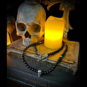 Midnight Skull Beaded Onyx Necklace