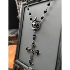 Ebony and Ivory Beaded Rosary Necklace