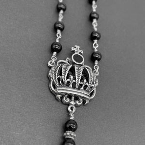 Ebony and Ivory Beaded Rosary Necklace