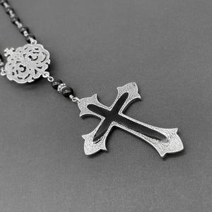 Ebony and Ivory Beaded Rosary Necklace