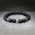 Large skull and onyx gemstone bracelet for men by Rock My Wings