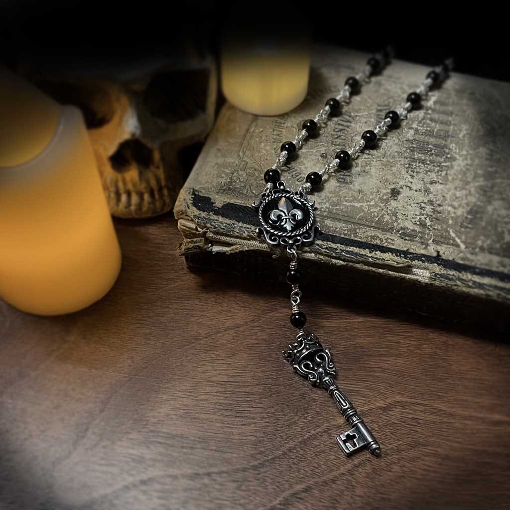Beaded Rosary Necklace for Men - The Dreadhaven Castle's Key by Rock My Wings