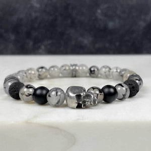 Sinister Skull Dragon Vein Gemstone Bracelet