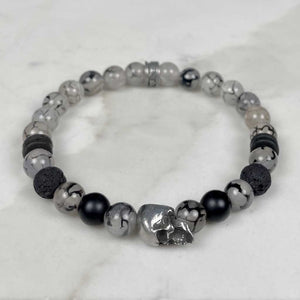 Sinister Skull Dragon Vein Gemstone Bracelet