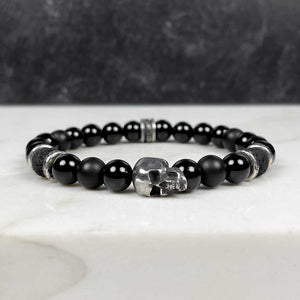 Sinister Skull Onyx Gemstone Bracelet