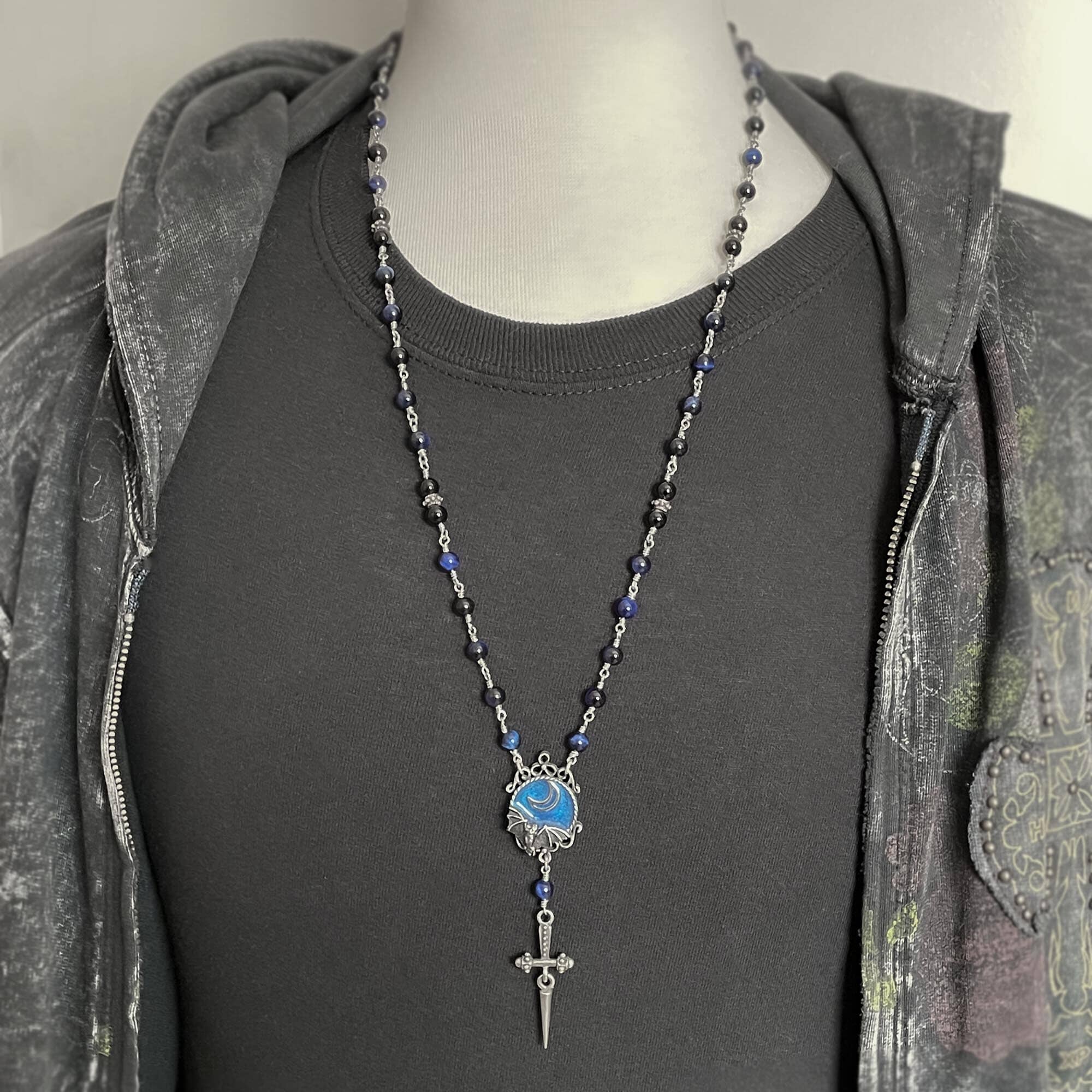 Twilight Bat Rosary Necklace