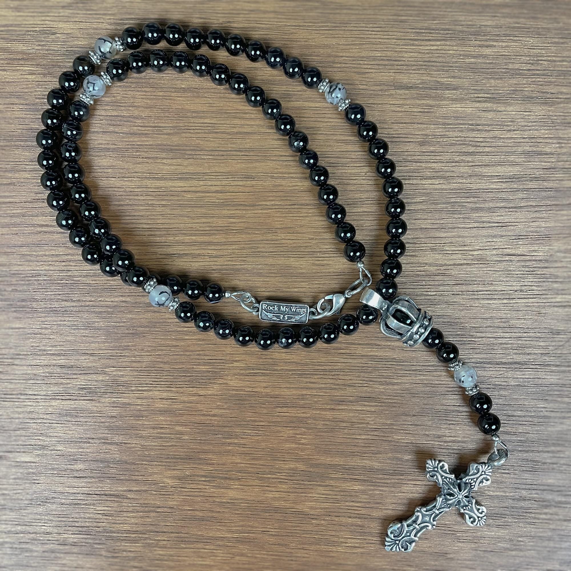 Rocker Beaded Rosary Necklace for Men by Rock my Wings