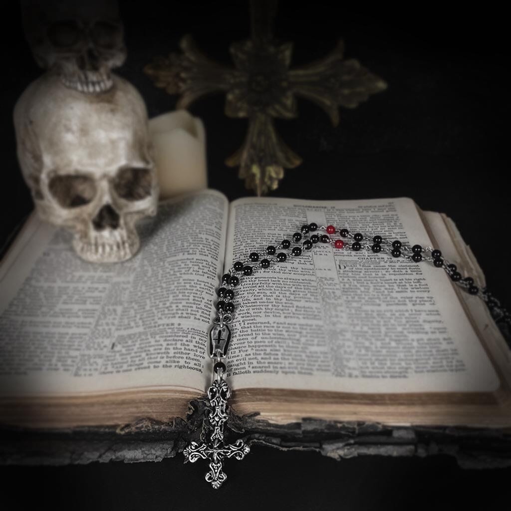 inverted Cross Rosary Necklace by Rock My Wings