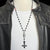 Gothic Inverted Cross Rosary Necklace for Men or Women by Rock My Wings