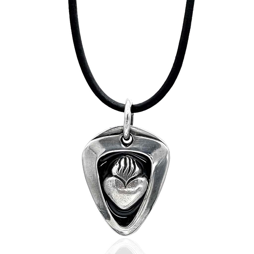 sacred heart leather necklace for the rocker man