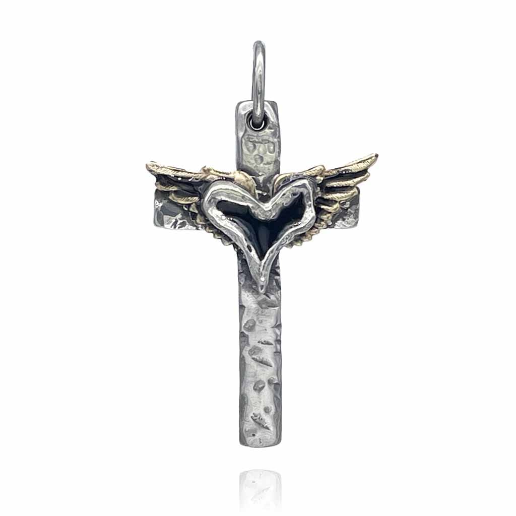 Black Heart Cross Pendant for women by Rock My Wings