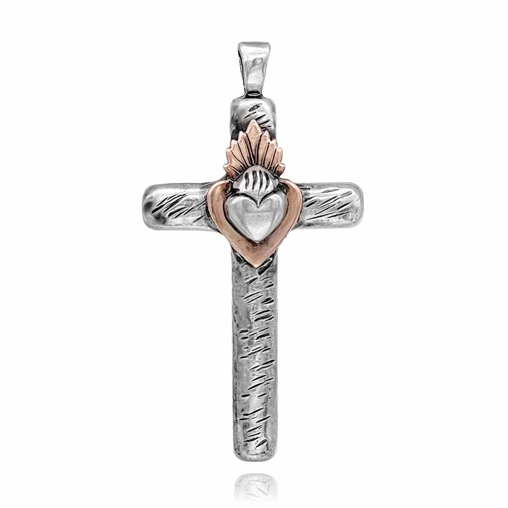 sacred heart cross pendant for men or women