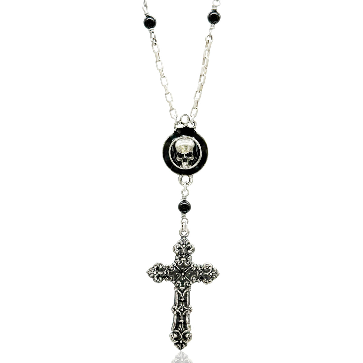 Dark Oath Skull Rosary Necklace