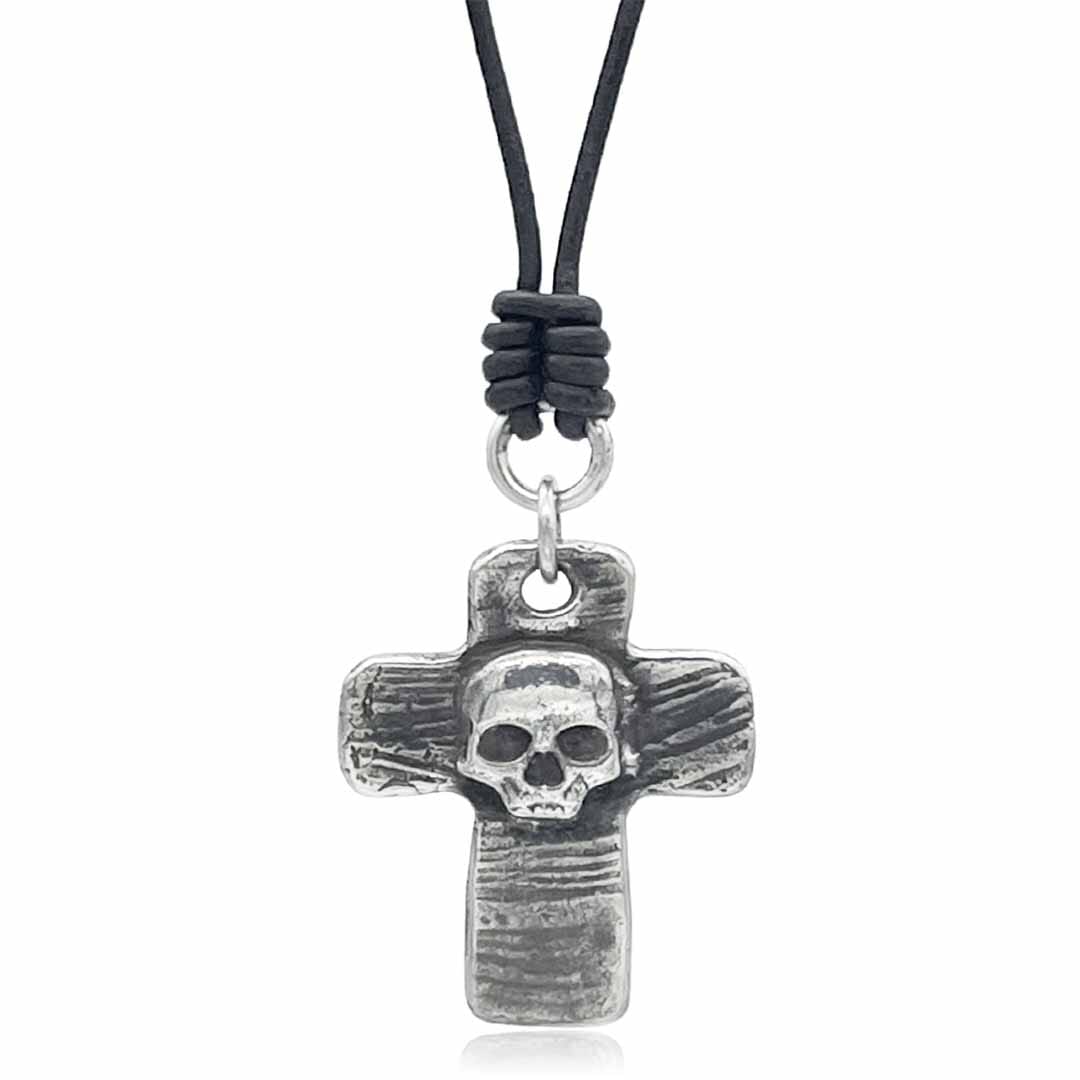 Memento Mori Skull Cross Pendant for Men - Rock Jewelry