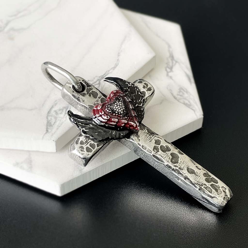 chunky cross pendant for women by Rock My Wings