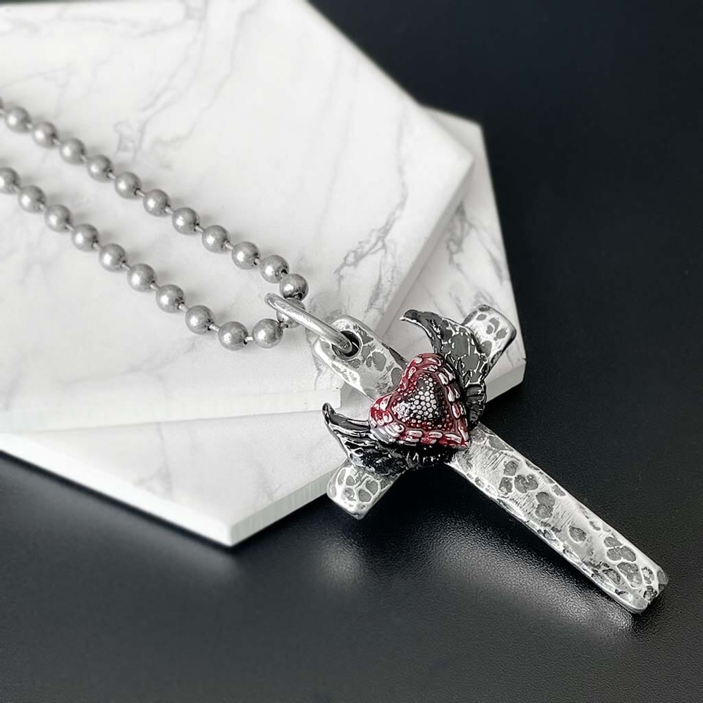 Edgy Jewelry - Black Winged cross for women