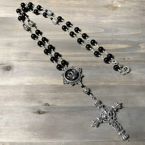 Bold and Rebellious Rosary Style Necklace with Rock n Roll Attitude by Rock My Wings