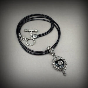 Spiky Black Heart Leather Necklace