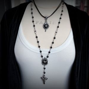 Spiky Black Heart Leather Necklace