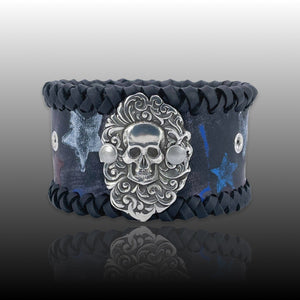 Skull Leather Cuff by Rock My Wings