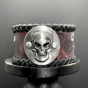 Skull Leather Cuff Handcrafted by Rock my Wings